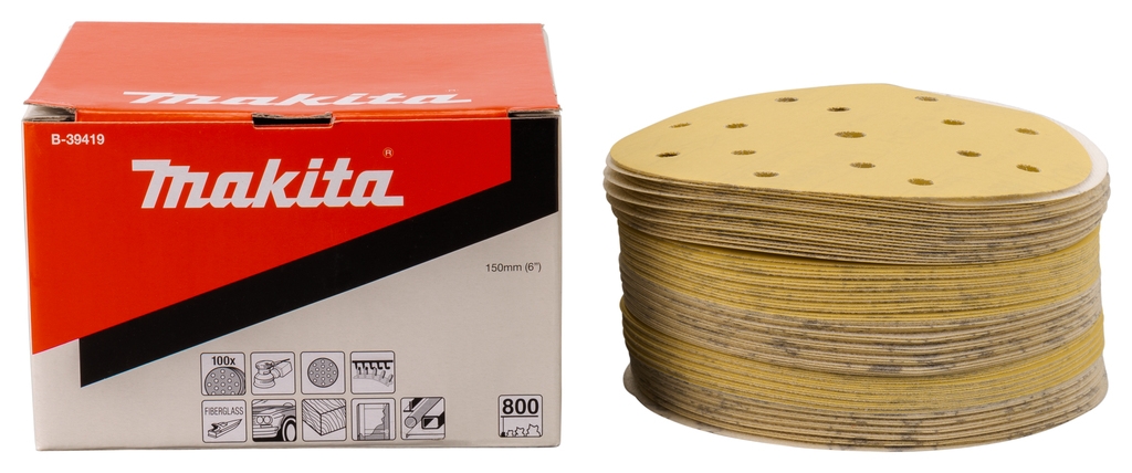 Makita priedai B-39419 šlifavimo diskas K800 150 mm geltonas 100 vnt.