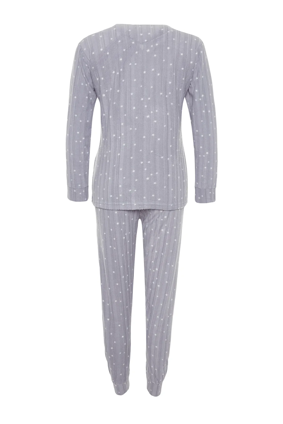 Trendyol Collection  Geräuchertes Wellsoft-Pyjama-Set aus T-Shirt und Hose mit Teddybär-Muster THMAW24PT00174