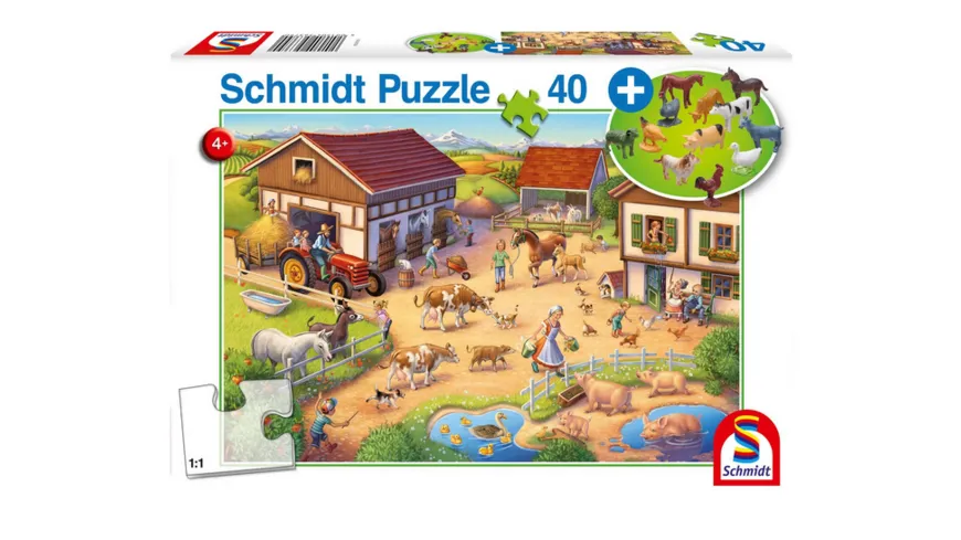 Schmidt Spiele - Kinderpuzzle - Bauernhof, 40 Teile, + Figuren aus Kunststoff