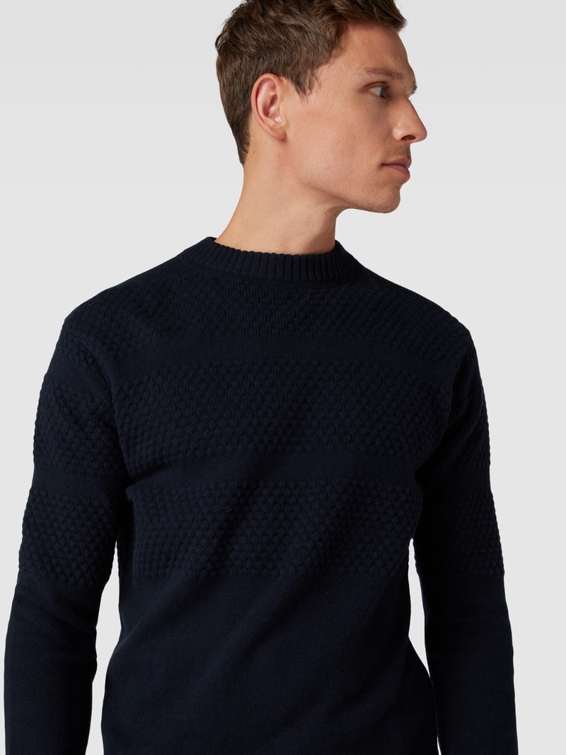 Strickpullover mit Rundhalsausschnitt Modell 'SKIPPER' in dunkelblau
