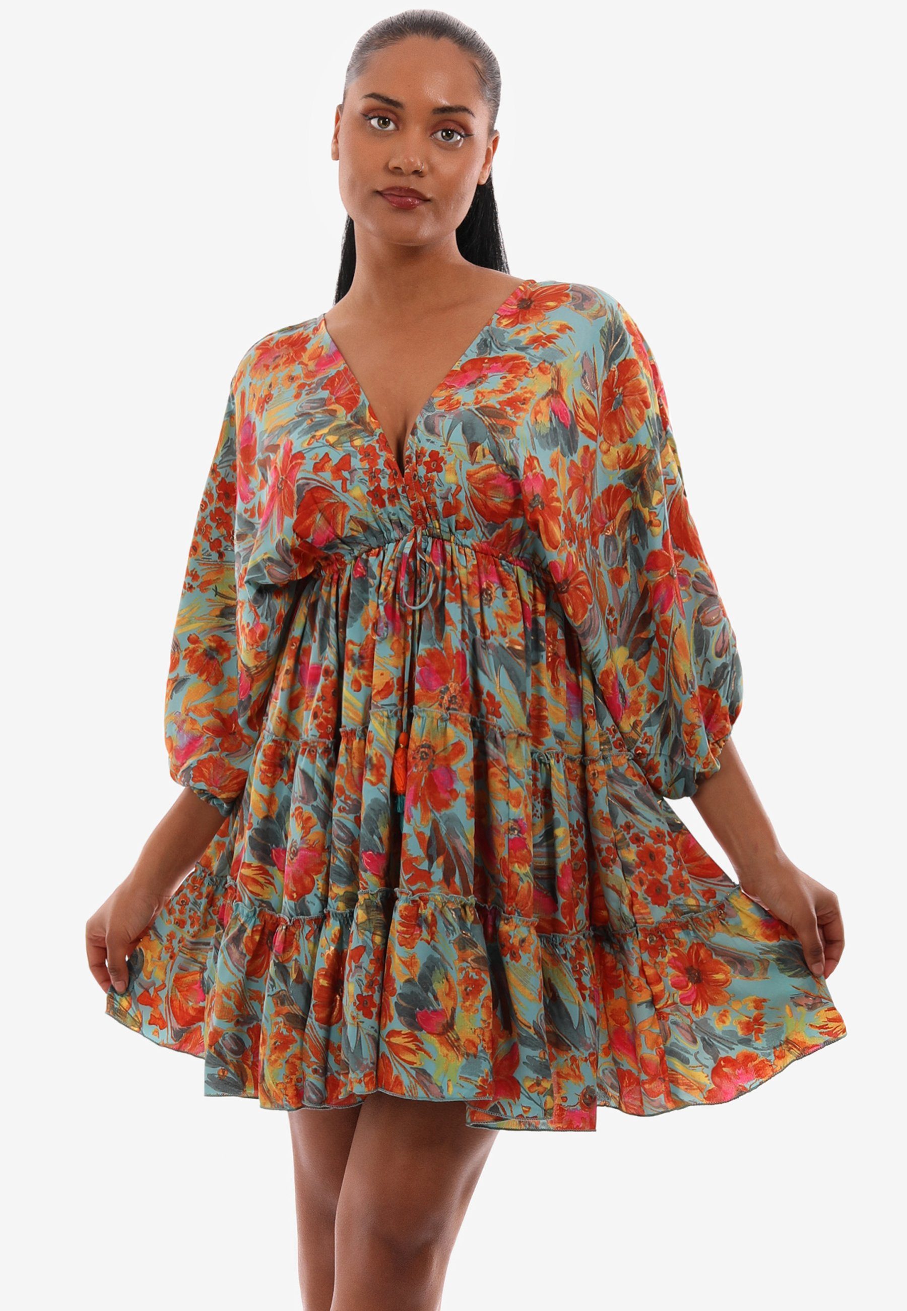 YC Fashion & Style Minikleid Schwungvolles Damen-Minikleid für den Sommer mit Volant, mit Alloverdruck