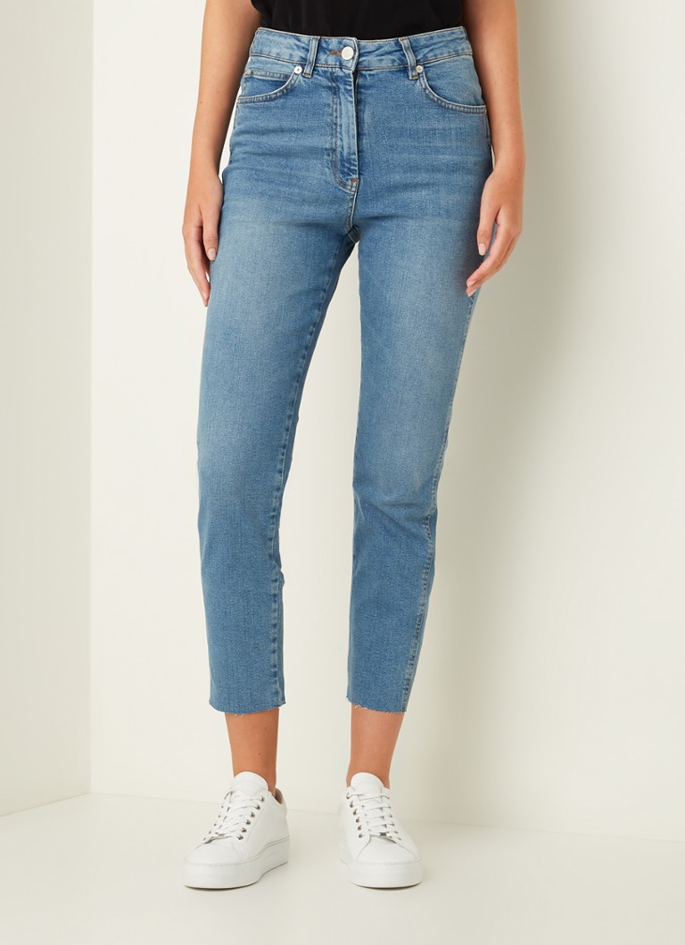 Calça jeans cropped de cintura alta e modelagem slim da Whistles, com lavagem média.