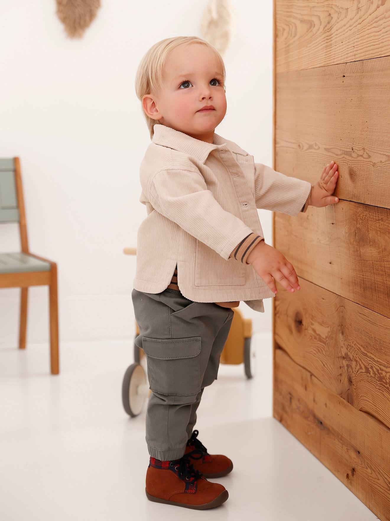 Chemise en velours côtelé bébé écru