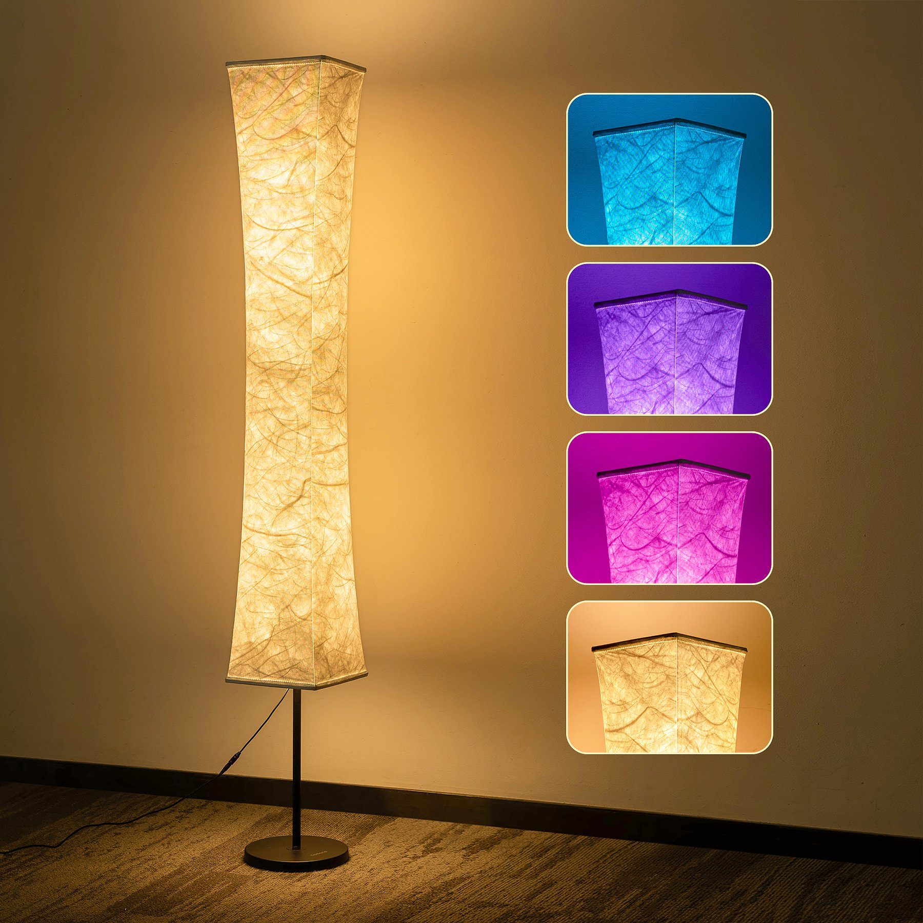 Tomons Stehlampe Dimmbar RGB mit Fernbedienung und Musiksynchronisation, LED fest integriert