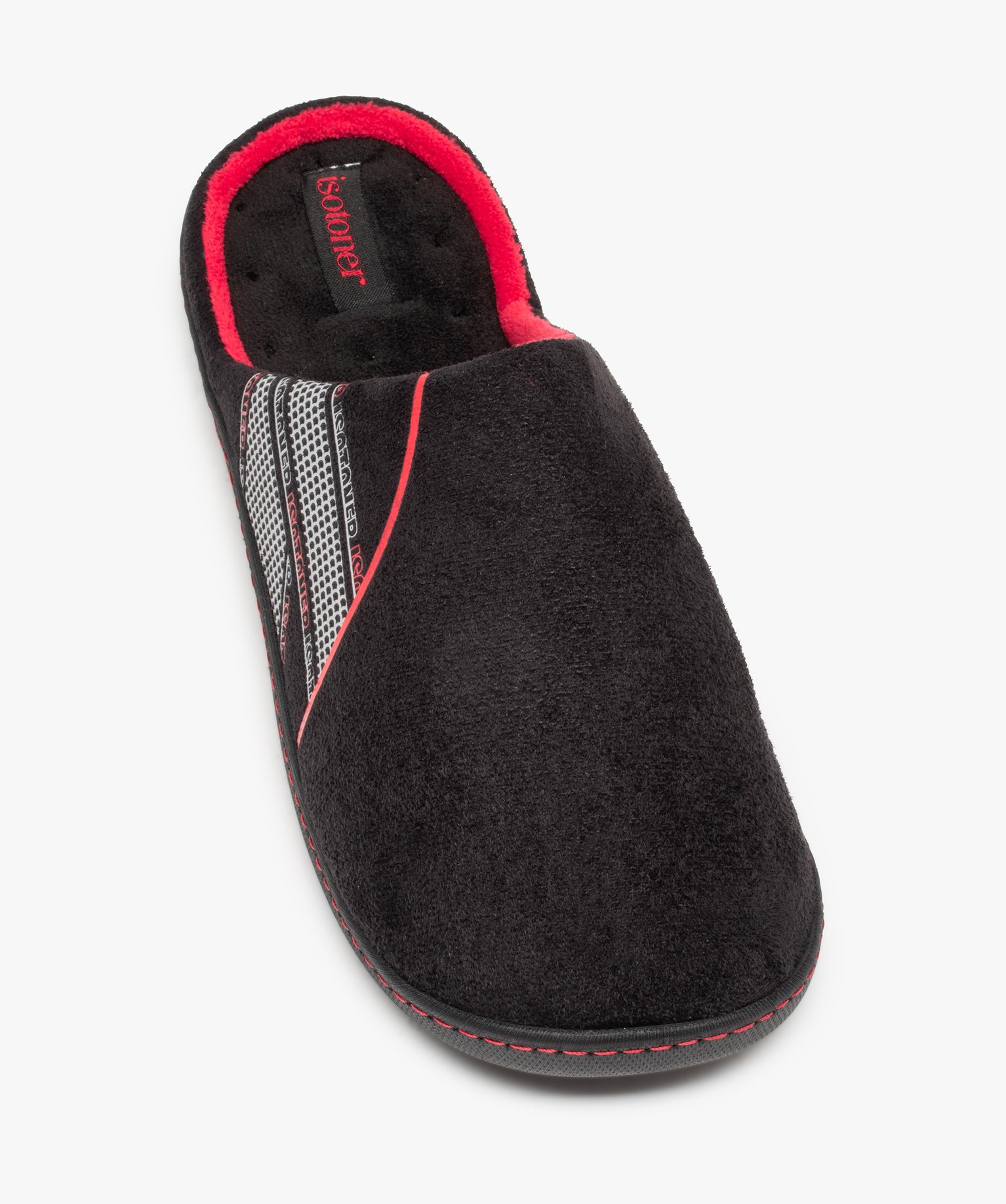 Chaussons homme mules plates en velours bicolores - Isotoner noir | GEMO