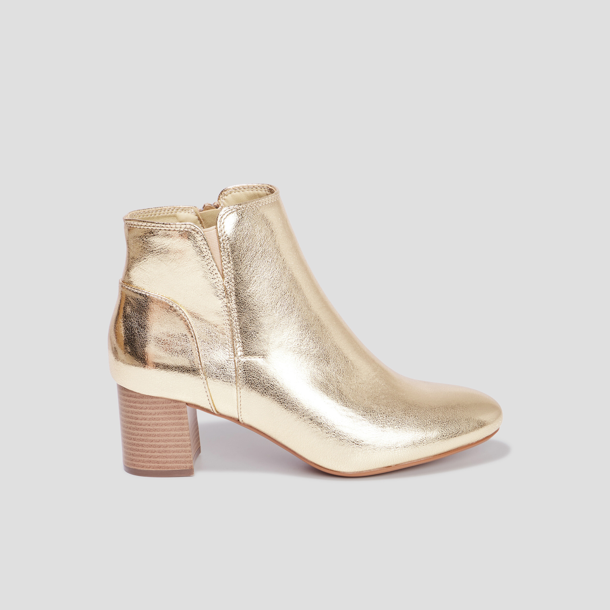 Bottines métallisées à talons jaune or femme | La Halle