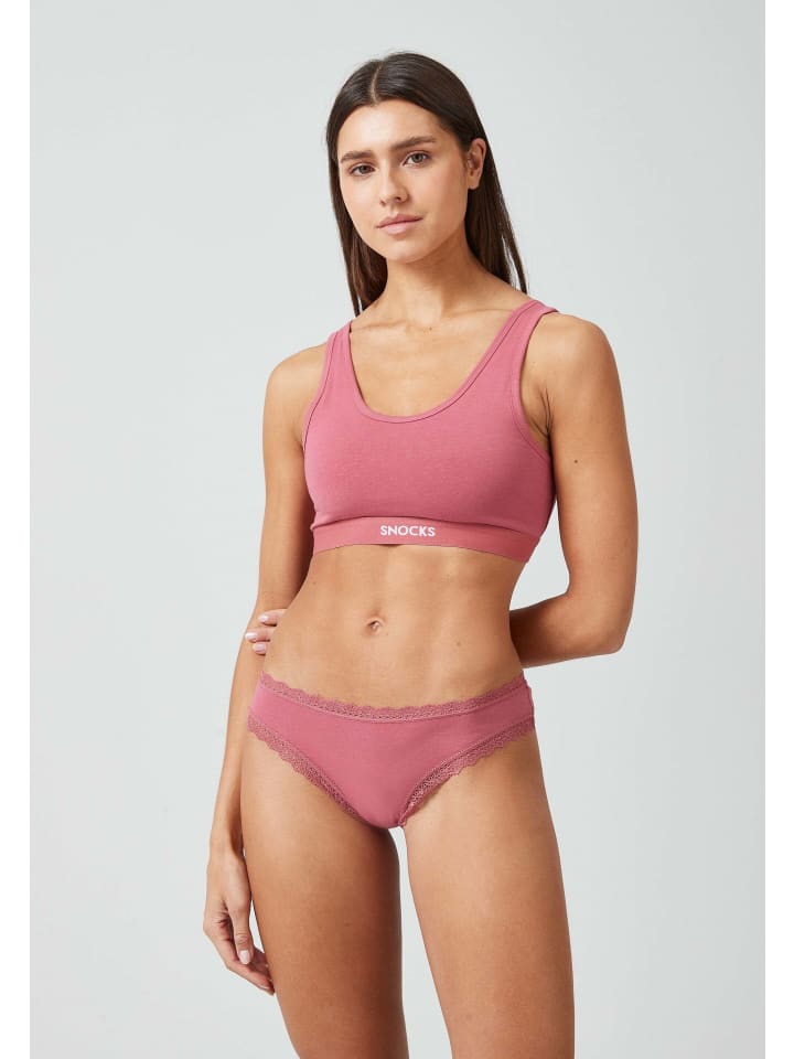 SNOCKS Tangas mit Spitze aus Bio-Baumwolle 3 Stück in Mix (Mauve/Weinrot/Schwarz) günstig kaufen