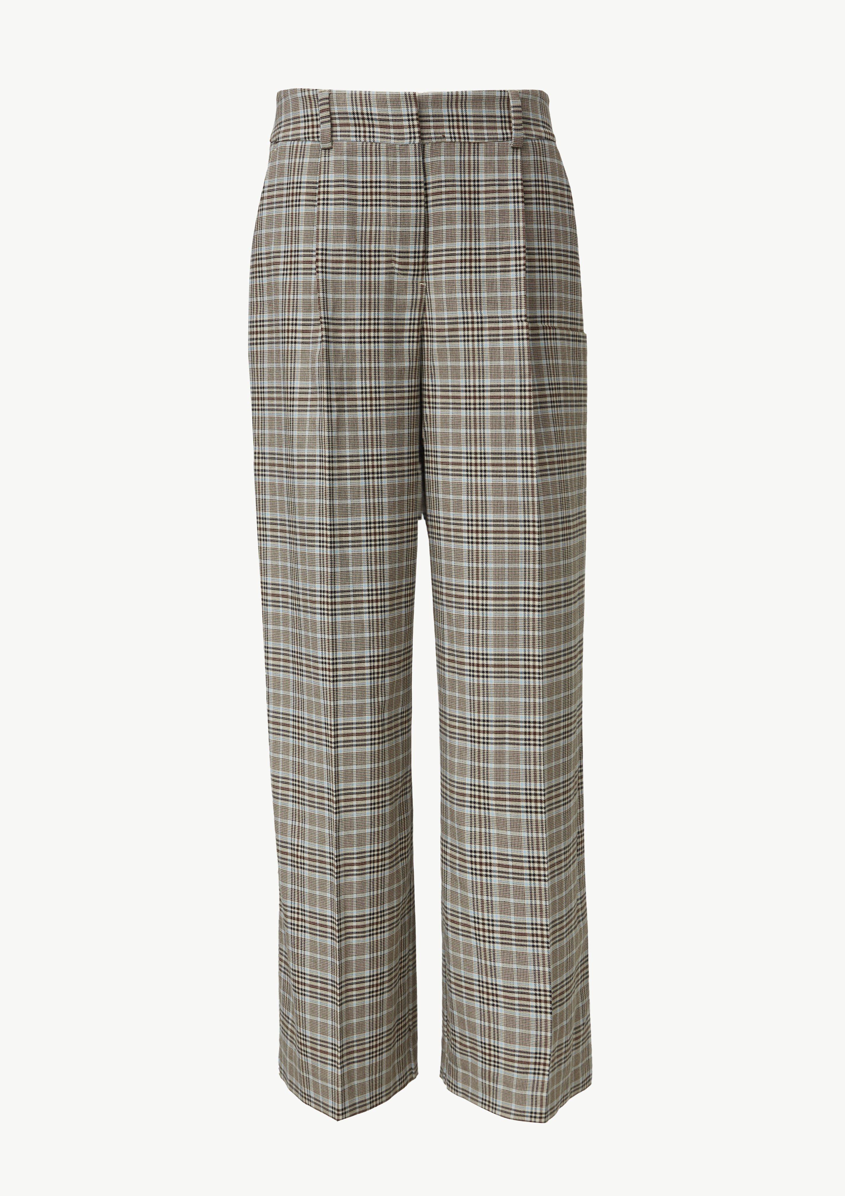 Karohose mit Wide Leg - helles beige