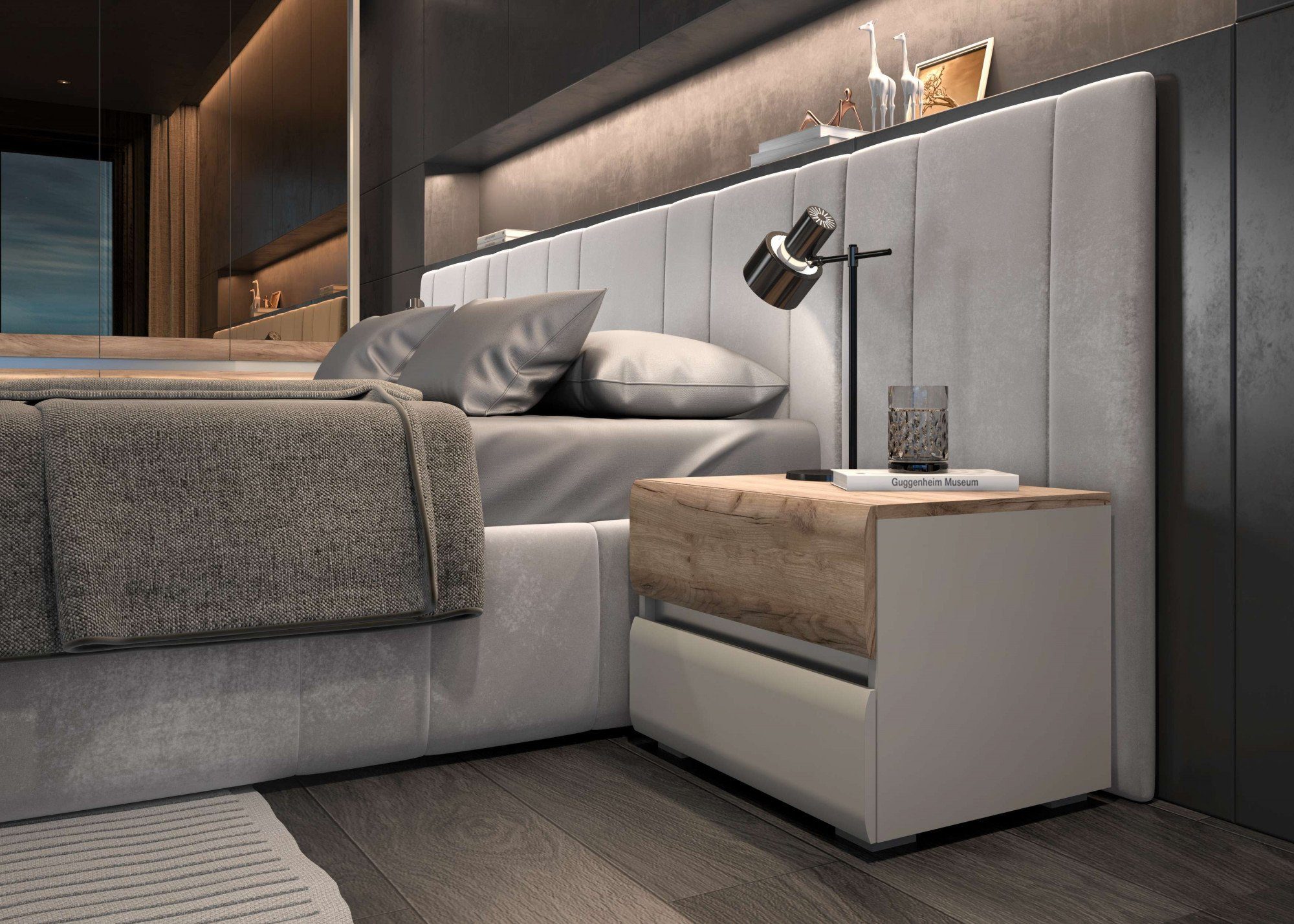 Places of Style Nachtkommode Invictus, UV lackiert, mit Soft-Close-Funktion