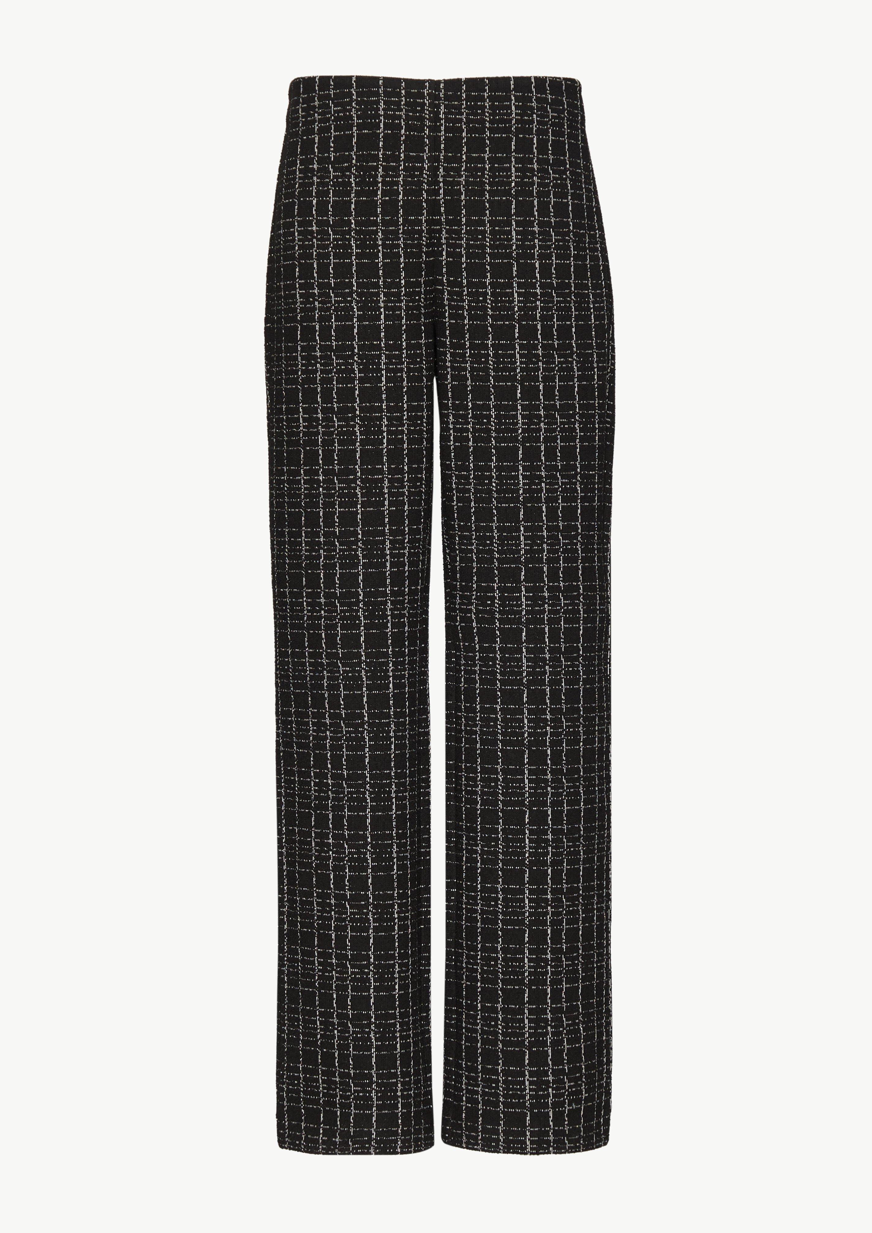Karierte Hose aus Bouclé-Jersey - schwarz