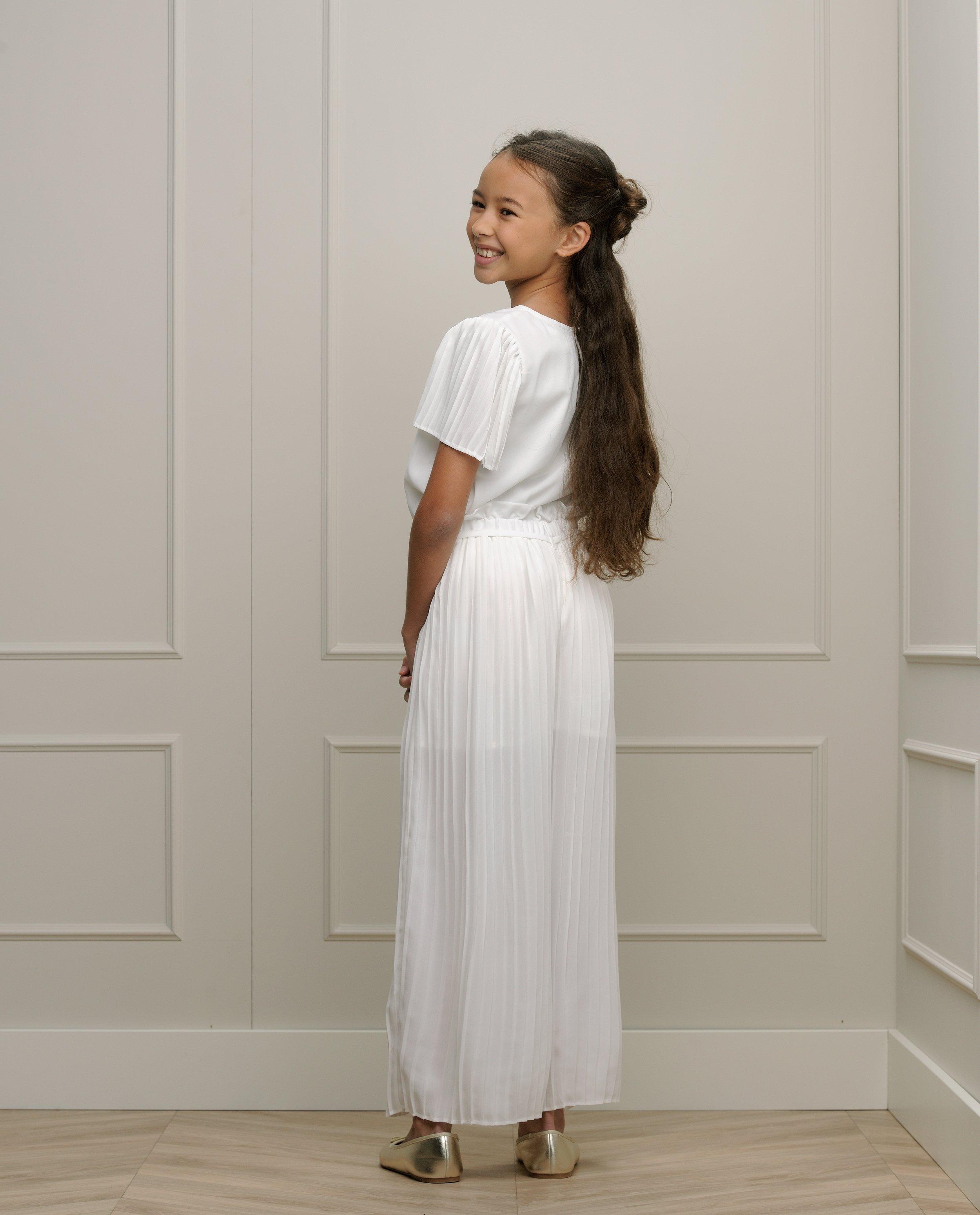 Pantaloni plisați Le Chic, alb festiv