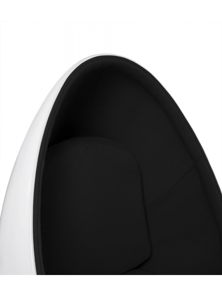 KADIMA DESIGN Wohnzimmer Eiersessel COCOON aus Glasfaser | Retro Design in Weiß-Schwarz günstig kaufen onesize