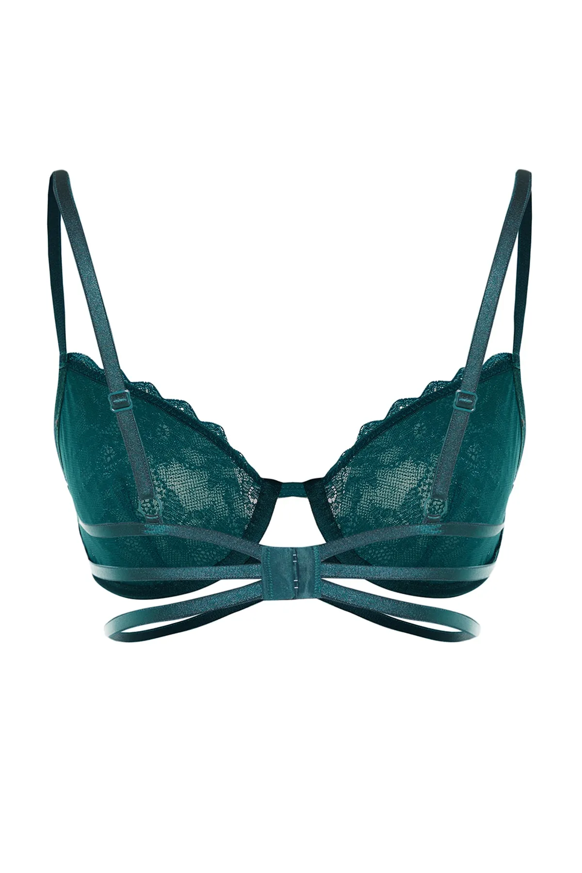 Trendyol Collection  BH mit Seilträgern und Spitzenpaspelierung in dunklem Öl THMAW23SU00151