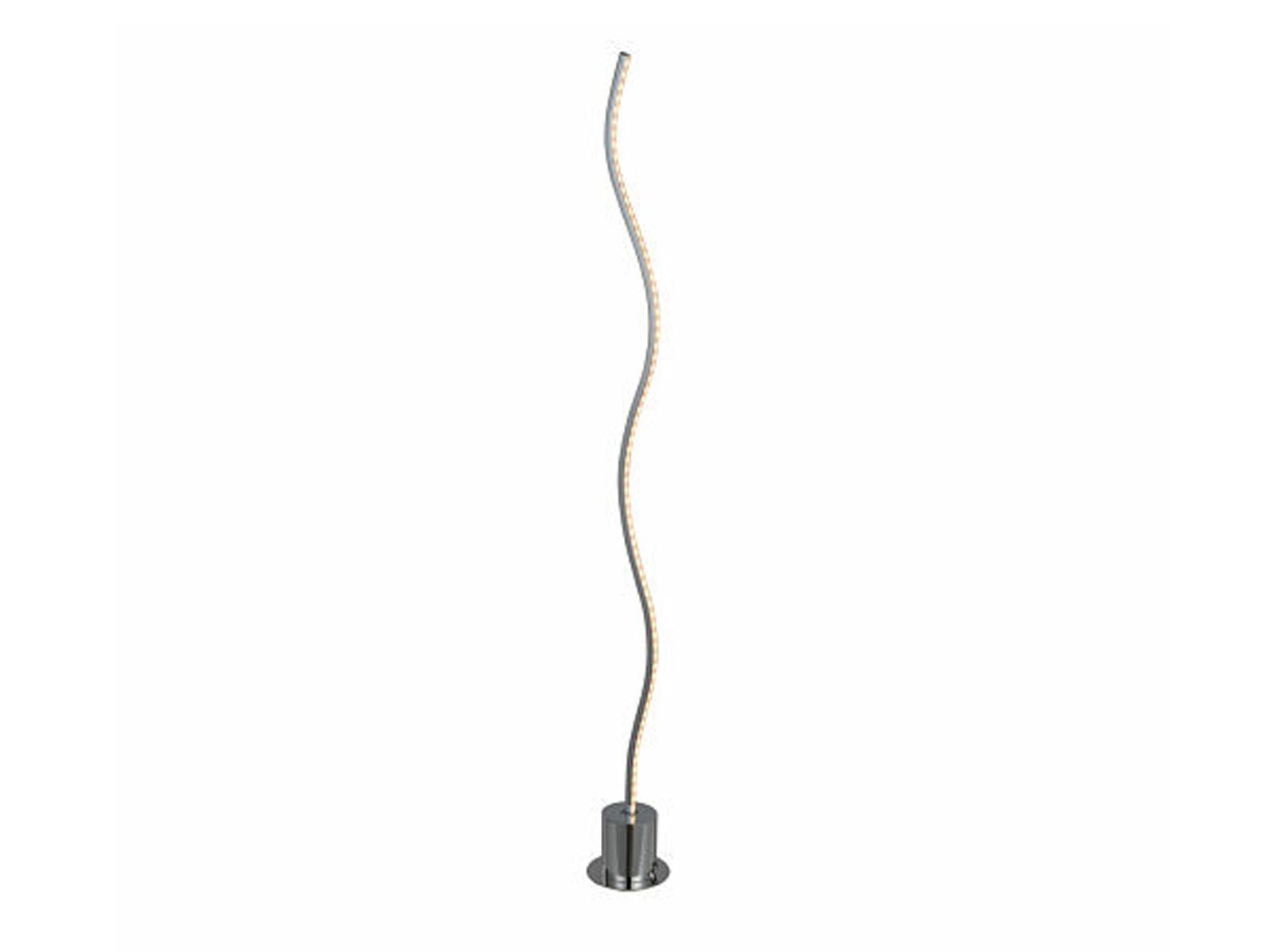WOFI LED Stehlampe, LED fest integriert, Warmweiß, schmal, geschwungen, Designer-Lampe Büro-Beleuchtung, Chrom, Höhe 85cm