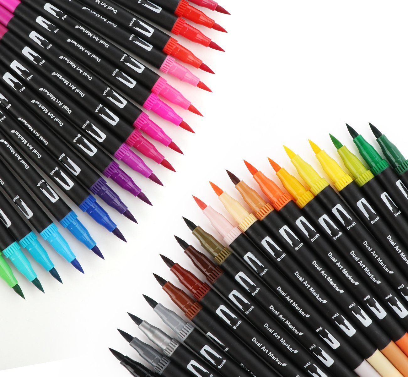 Homewit Filzstift 36 Farben Dual Brush Pen Marker mit 5 Schablonen + 1 Wassertankpinsel, (Set, 36, 36-tlg), Kunst Filzstift Set für Manga, Kalligraphie, Malen