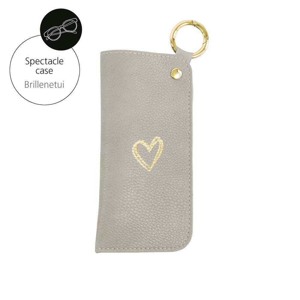 ARTEBENE MAJOIE Brillenetui Herz Taupe veganes Material, mit Karabinerhaken