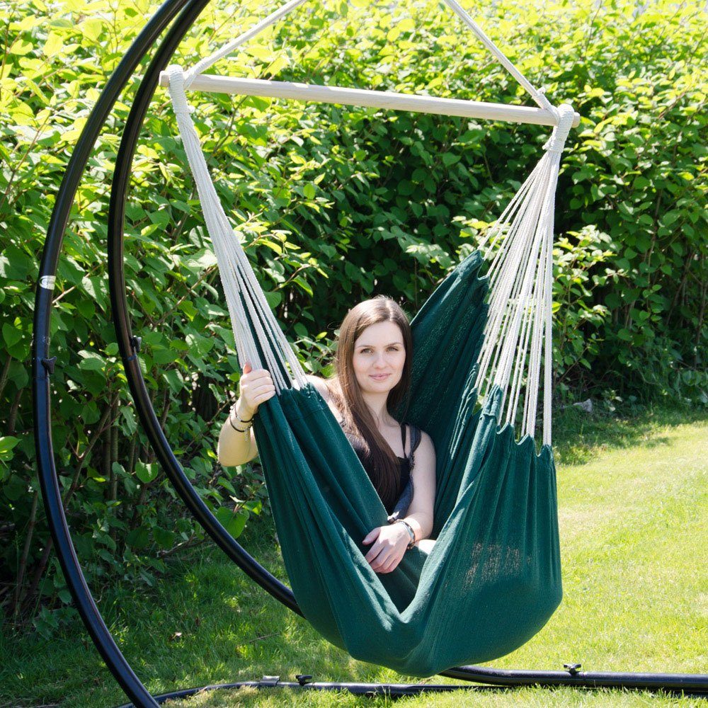 AMANKA Hängematte XXL Hängesessel Hängestuhl 2 Pers. Sitz bis 150 kg, 185x130cm inkl.360°Swivel Grün