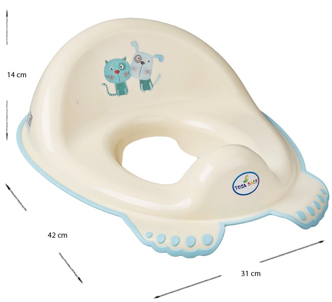 Tega-Baby Babybadewanne 5 TEILE Set DOG & CAT Gelb - Babybadeset Wanne 84 cm Pflege Baden, (Made in Europe Premium.set), ** Wanne + Badesitz +Topf + Wc Aufsatz + Hocker **
