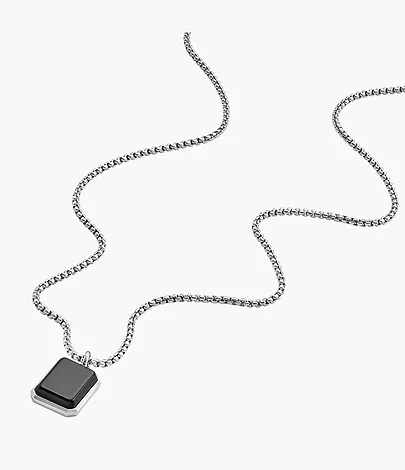 Fossil Kette All Stacked Up Anhänger Achat schwarz