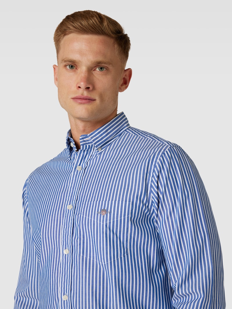 Regular Fit Freizeithemd mit Streifenmuster Modell 'POPLIN' in blau