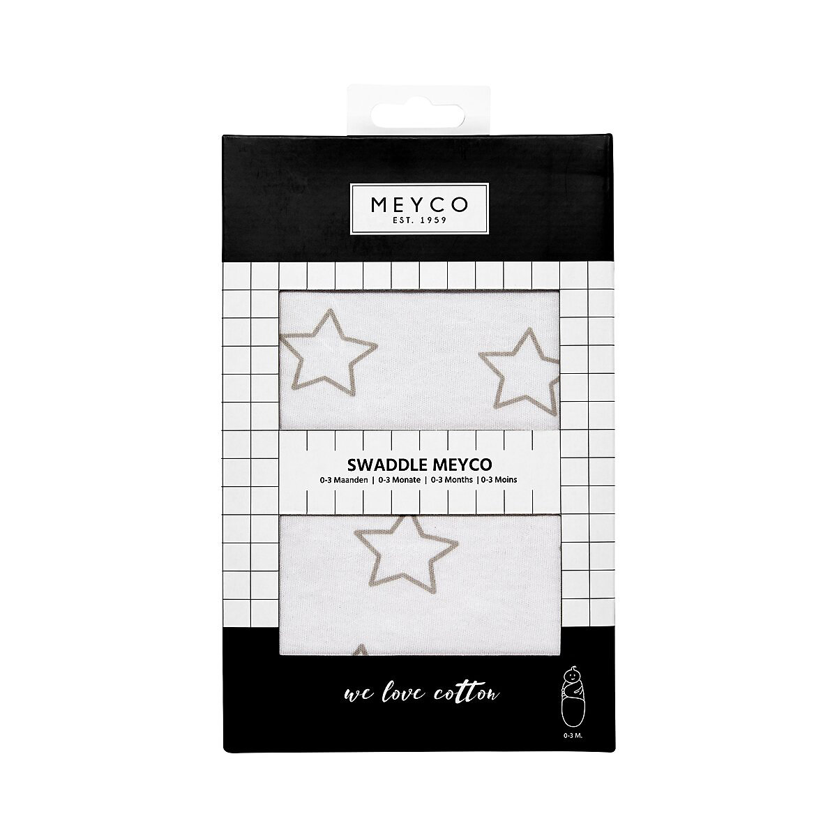 Einschlagdecke SwaddleMeyco Stars, 4 - 6 Monate, grau