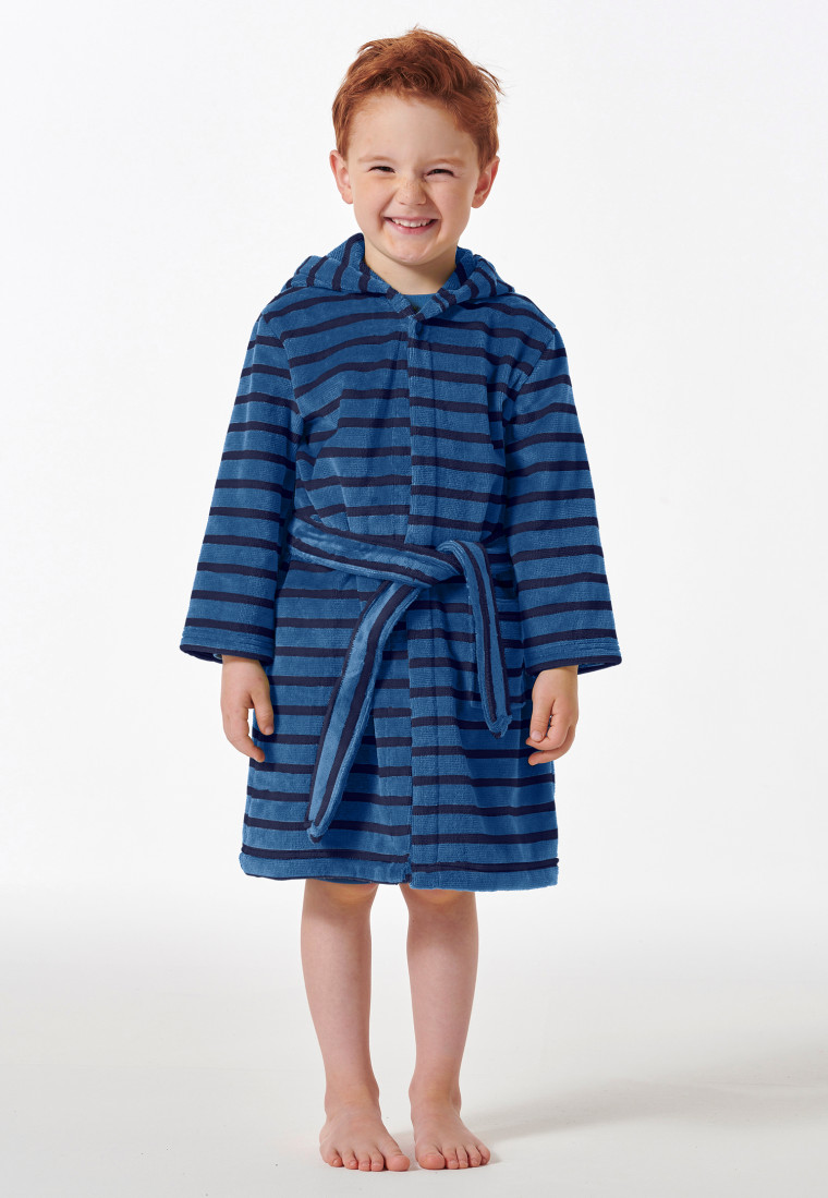 Bademantel Velours Streifen blau - Boys World