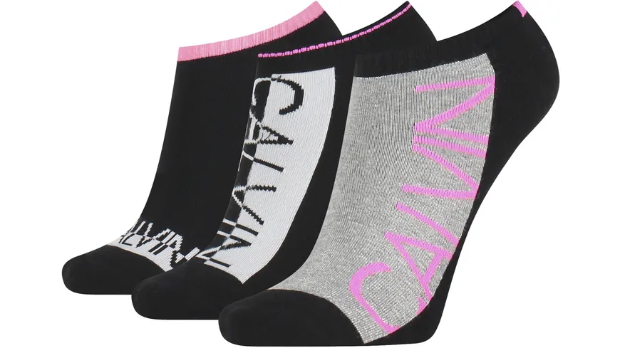 Calvin Klein Damen Sneaker Socken No Show Jeans Athleisure 3er Pack black combo