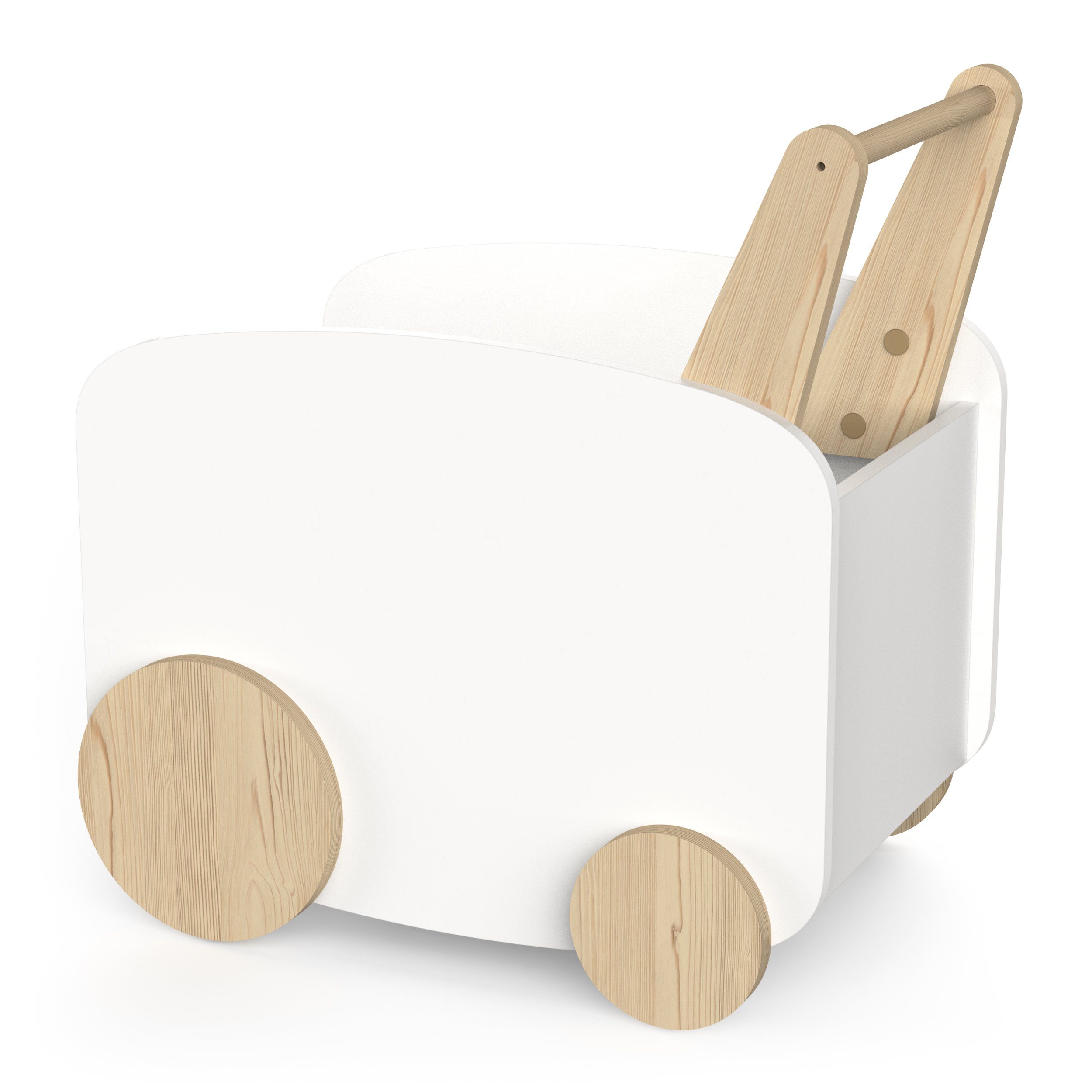 habeig Spielzeugtruhe Spielzeugbox Spielwagen Spielauto MDF Holz 55x53x35 cm 7kg, inklusive 4 Rädern zum Bewegen der Spielzeugtruhe