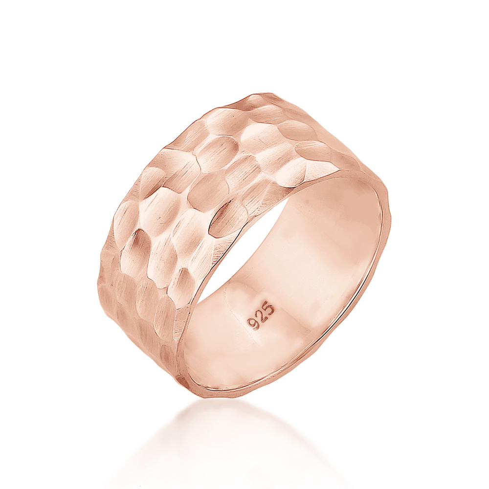 Elli Elli Bague Femmes Bande Basique Martelé en Argent Sterling 925 Bague