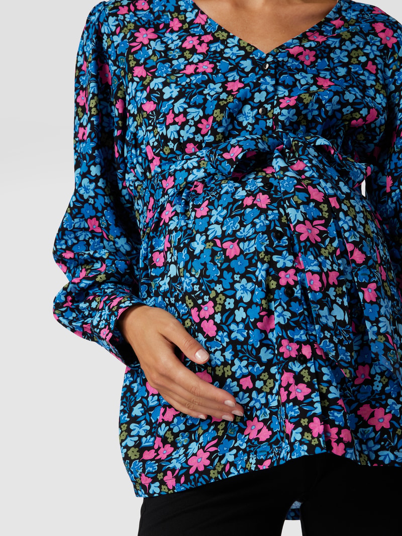 Umstands-Bluse mit floralem Muster in dunkelblau