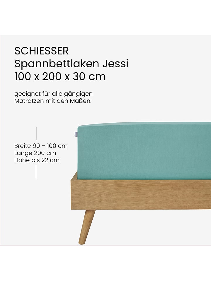 Schiesser Jersey-Spannbettlaken in Türkis günstig kaufen