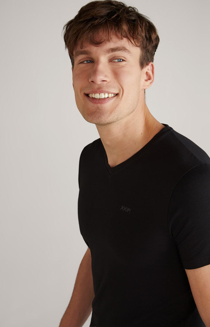 2er-Pack Modal-Baumwoll-Stretch T-Shirts in Schwarz