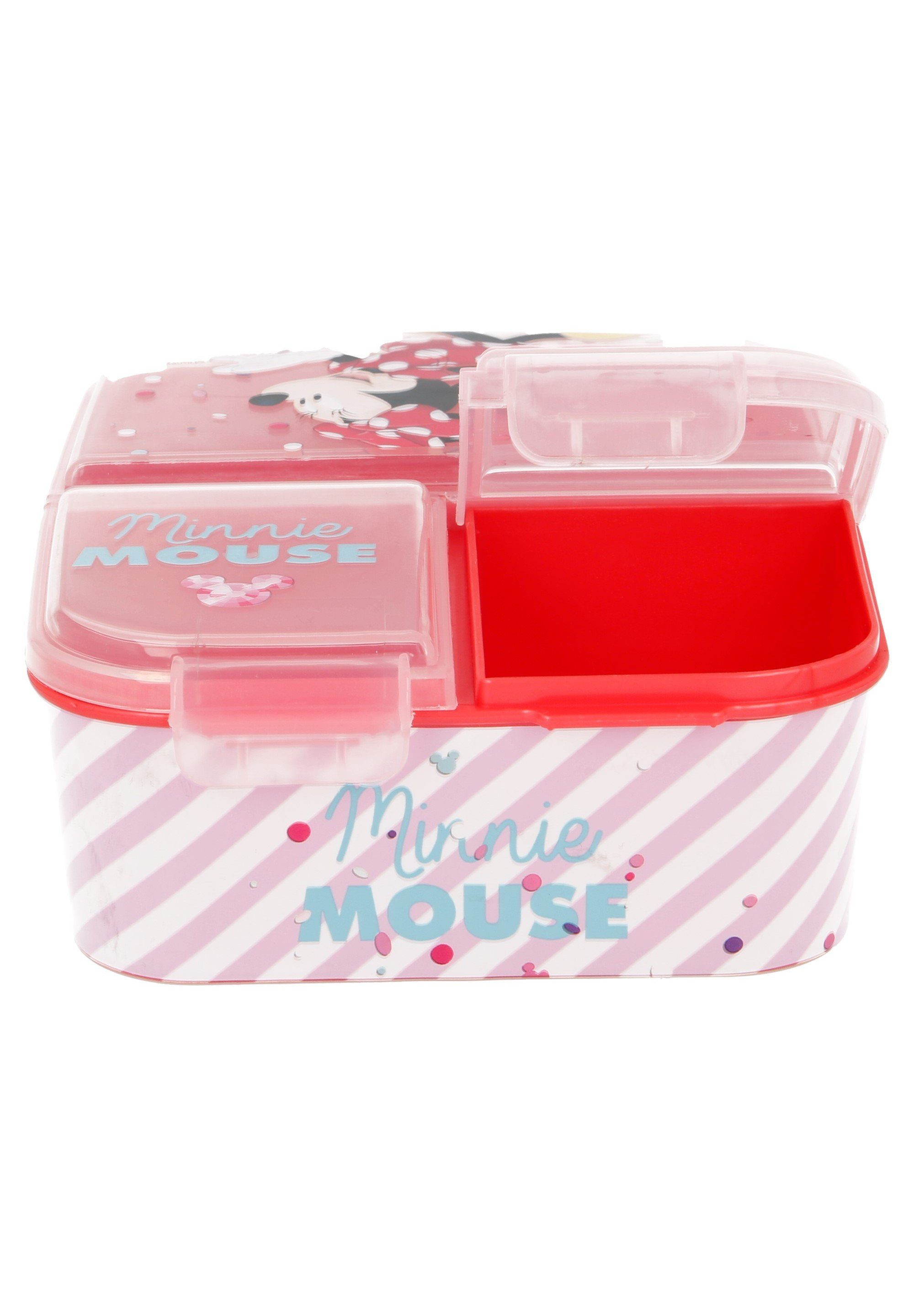 Minnie Mouse Lunchbox Brotdose Minnie Mouse, Vesperdose mit 3 Fächern, BPA-frei