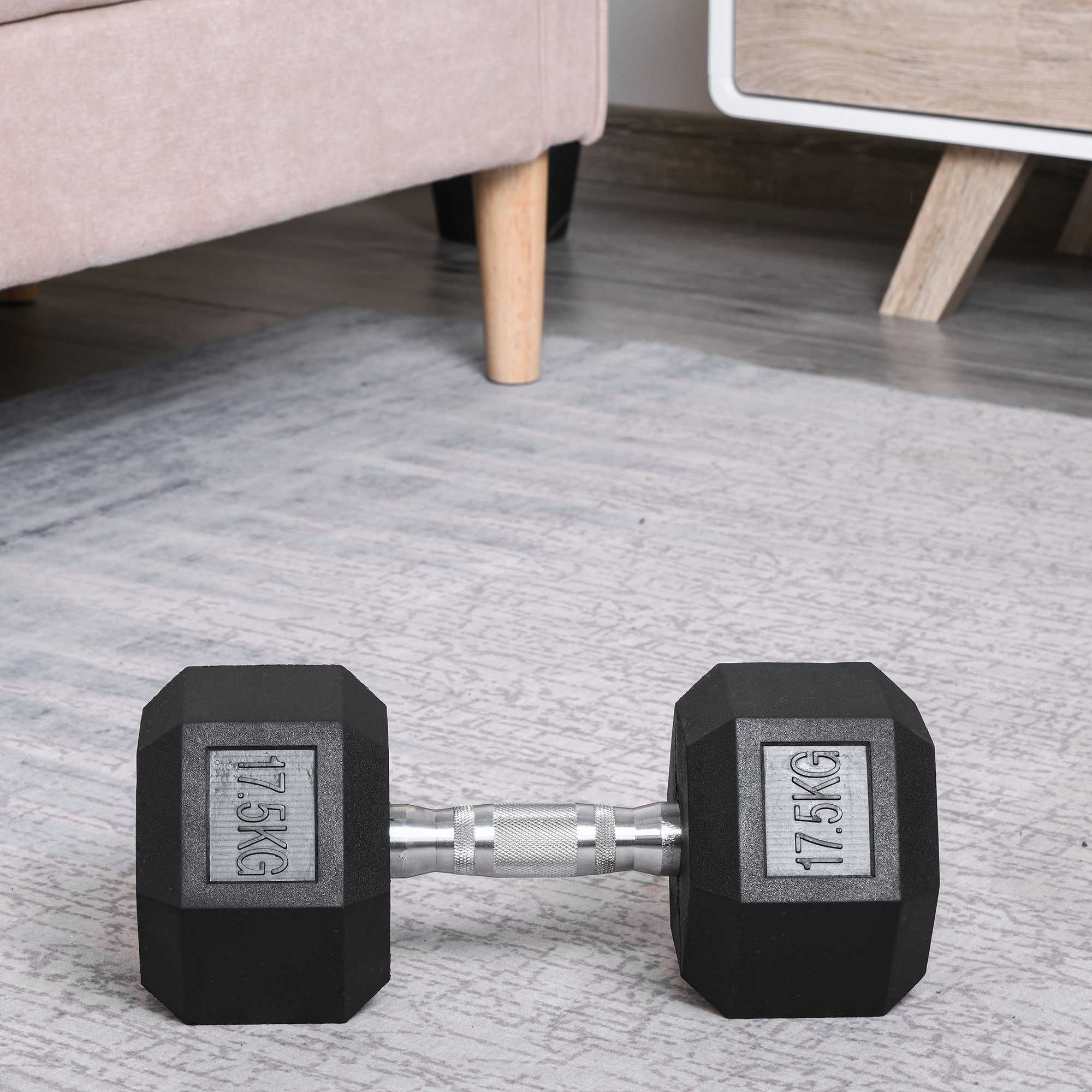 HOMCOM Hantel Kurzhantel für Zuhause, Fitness Hantel für Krafttraining, (Hexagon Gummihantel, Fitness Gewichte), aus Gusseisen