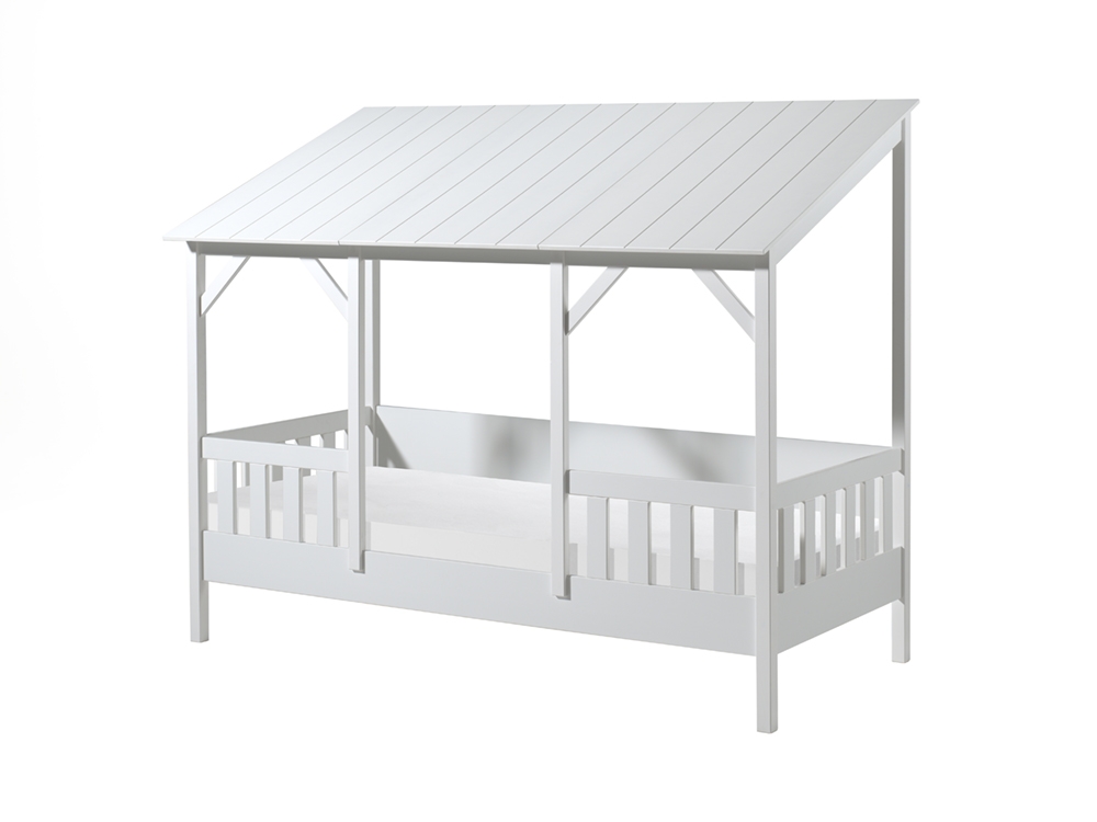 VIPACK Hausbett mit 90 x 200 cm Liegefläche, Dach in Weiß