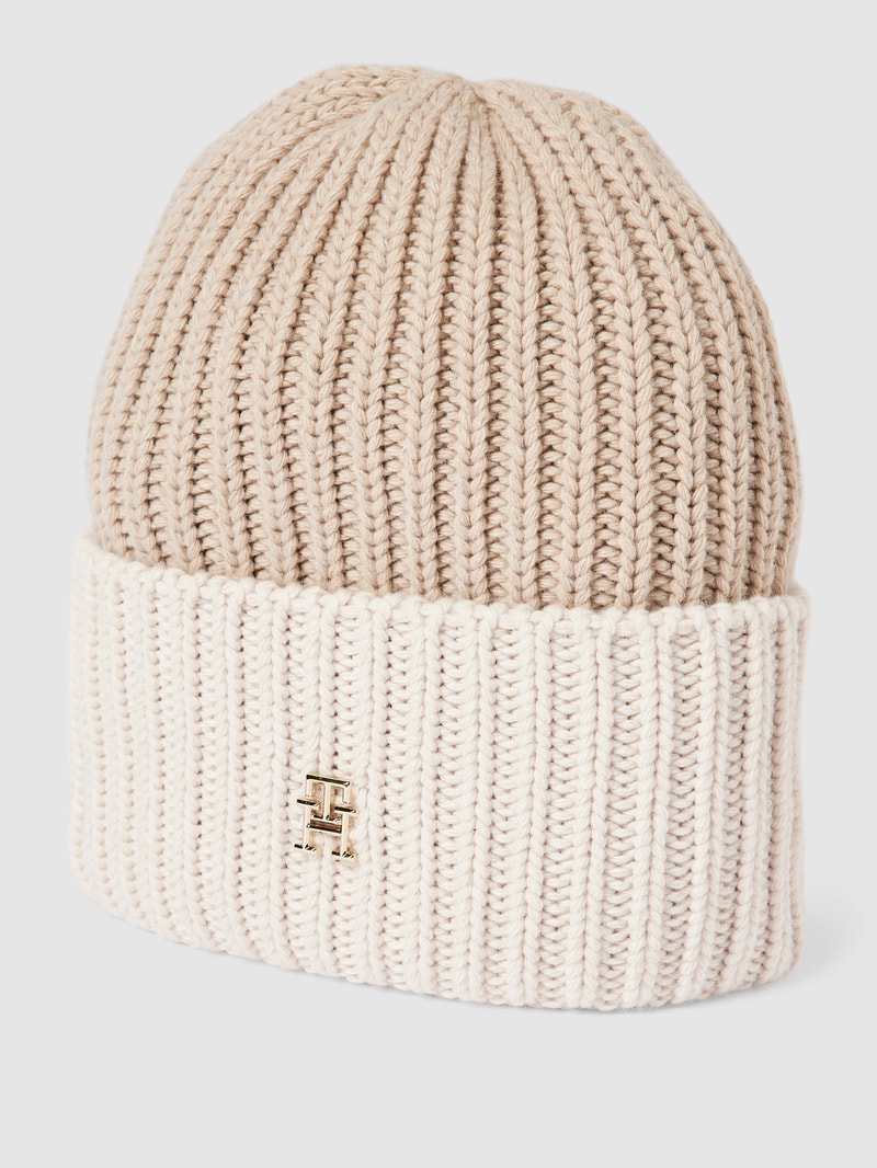 Beanie mit Label-Applikation Modell 'LIMITLESS' in offwhite