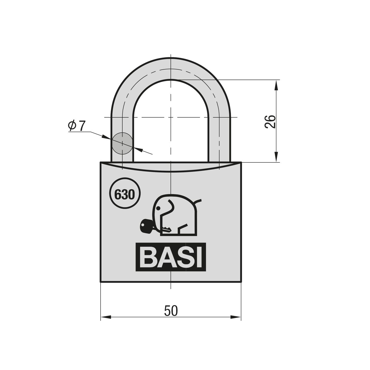 Basi VHS 630 - 50 mm - Vorhangschloss