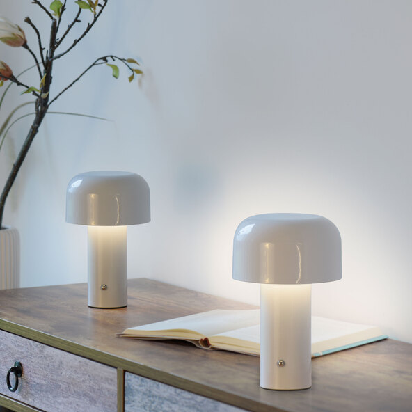 LED-Akku-Tischleuchte Cremini, 2er Set, weiß