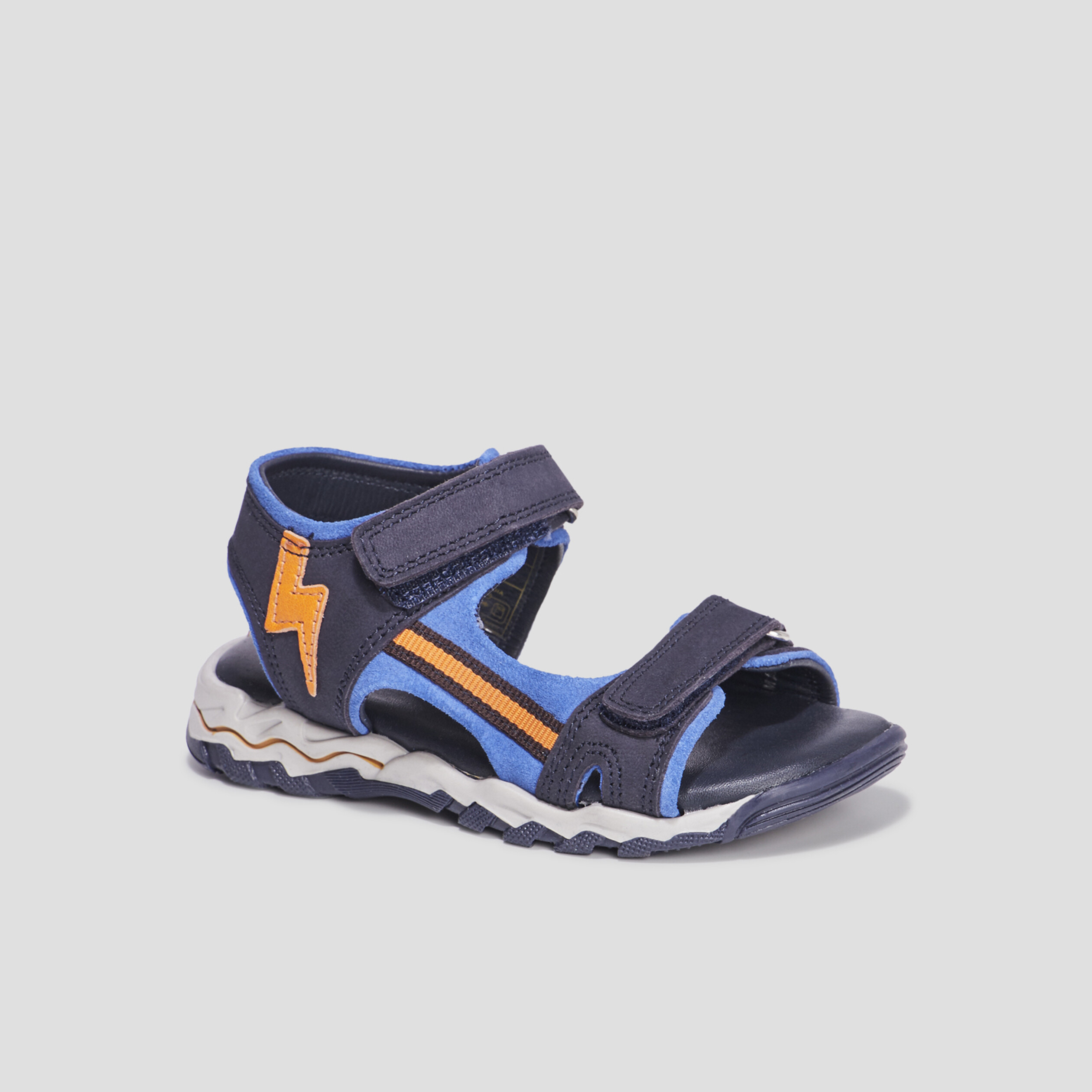 Sandales à scratchs en cuir Creeks Polis bleu marine garçon | La Halle