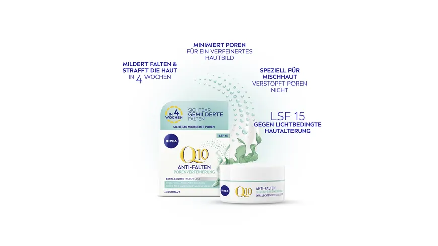 NIVEA Q10 Anti-Falten Porenverfeinerung Extra Leichte Tagespflege LSF15 50 ml