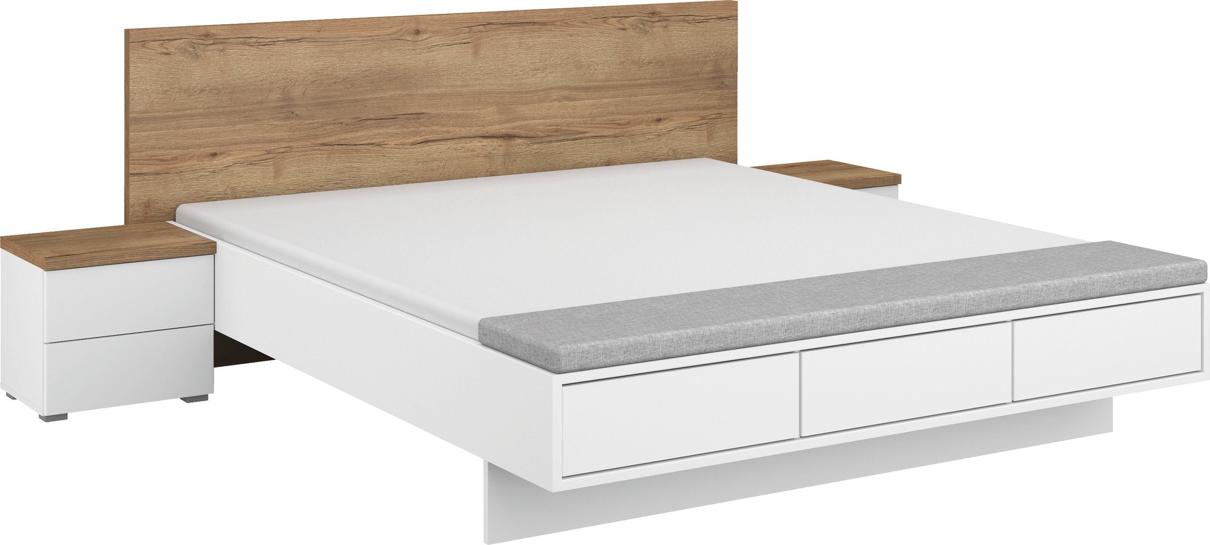 rauch Bettanlage Navarra, (3-St), mit Bettbank und Nachttisch-Paar, Schubkästen mit push-to-open