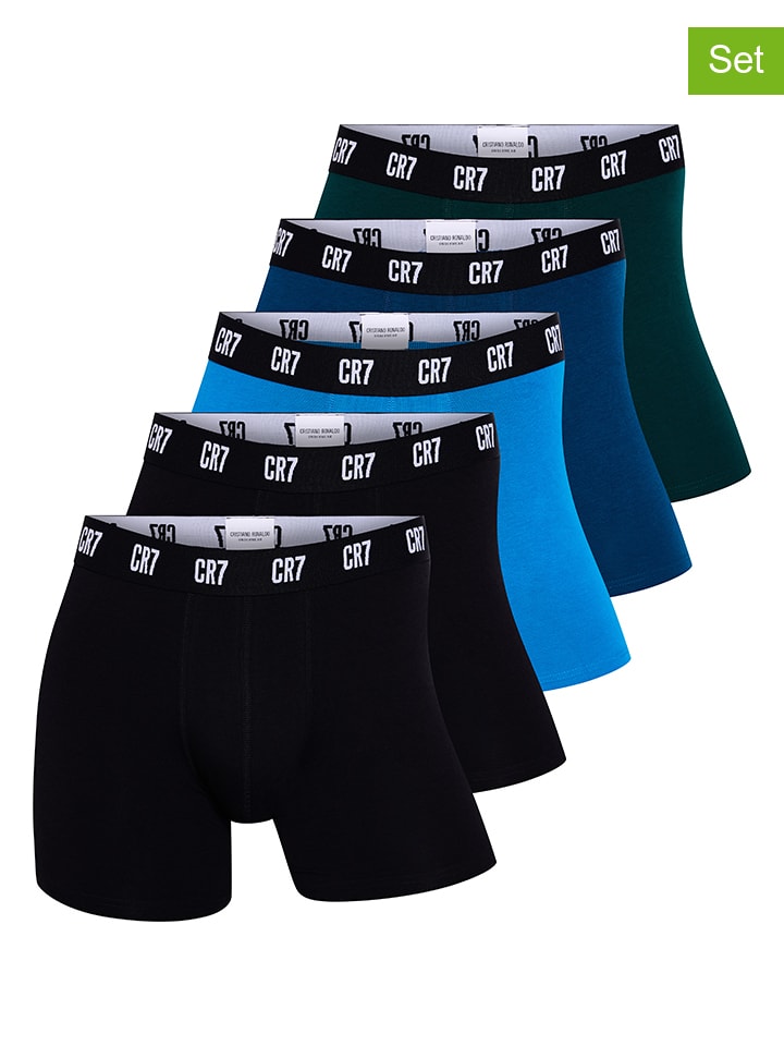 CR7 5er-Set: Boxershorts in Blau/ Schwarz/ Dunkelgrün günstig kaufen
