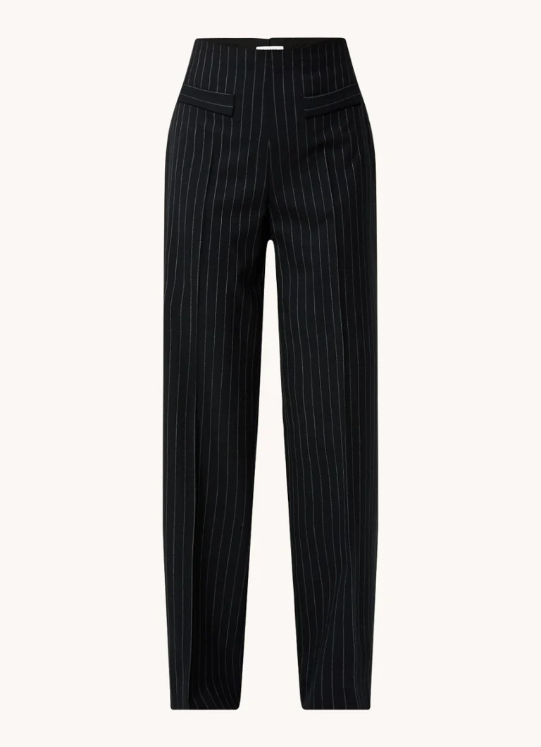 Sandro High waist wide fit trousers in wool blend with pinstripe