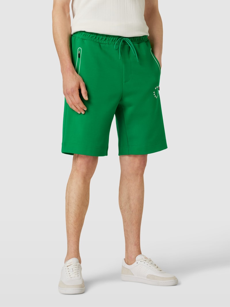 Sweatshorts mit Motiv-Print in hellgrün