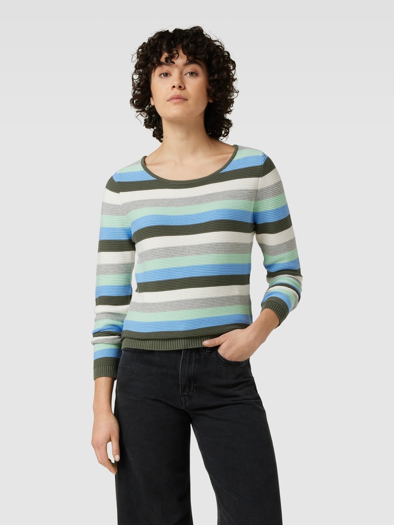 Strickpullover mit Streifenmuster in schilf