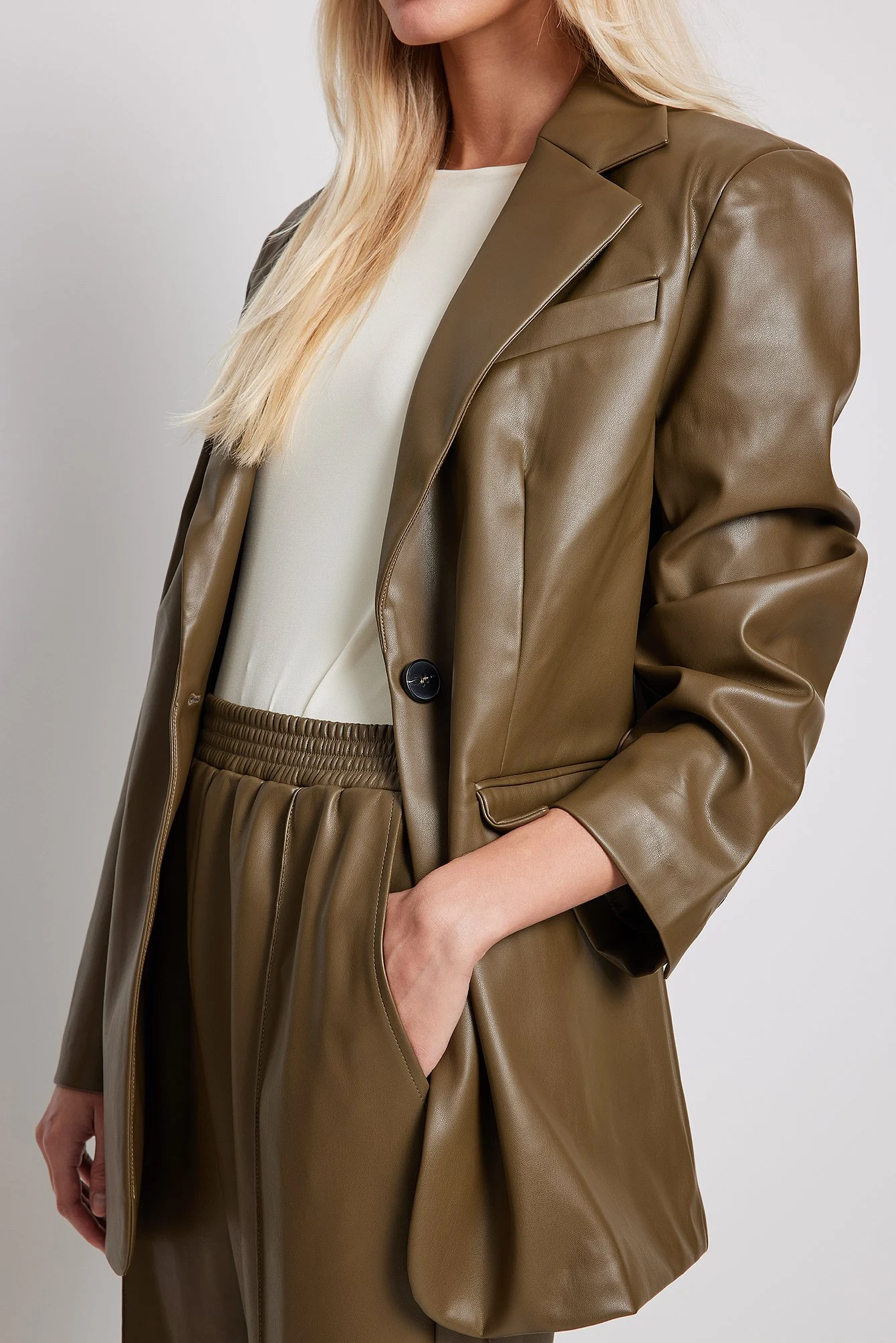 Maxi übergroßer PU-Blazer