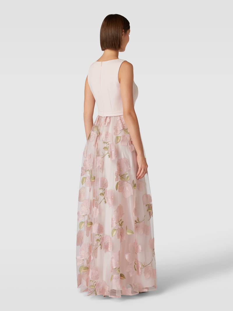Abendkleid mit ausgestellter Rockpartie in rosa meliert