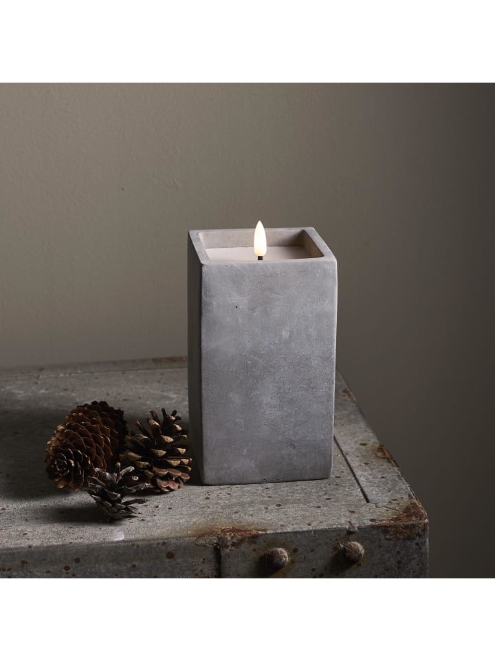 STAR Trading LED Blockkerze ,Flamme Cem', Zement, grau, 16,5cm günstig kaufen onesize