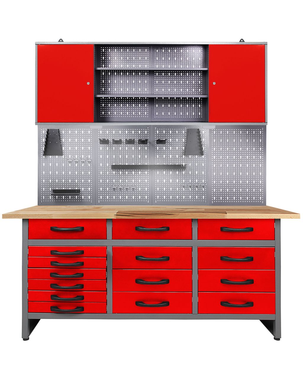 Ondis24 Werkstatt Set Konny 160 cm 1 Schrank LED rot