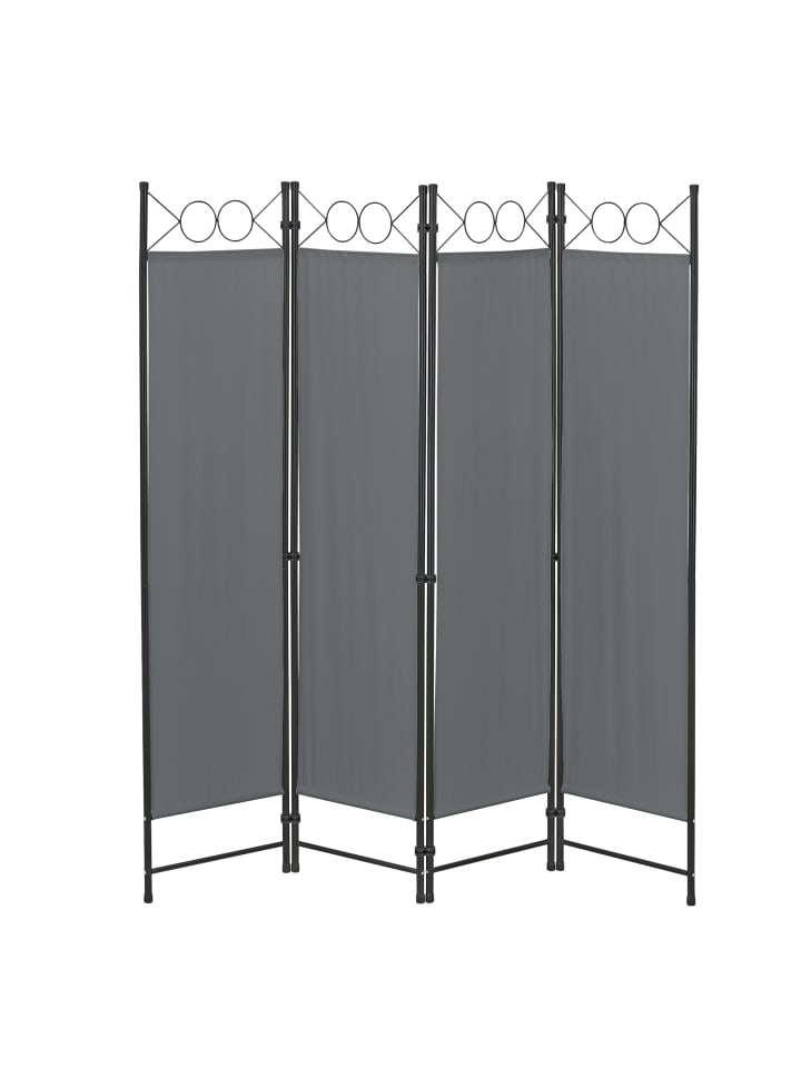 en.casa Raumteiler Saragossa 4-teilig in Grau (H)171cm (B)160cm günstig kaufen onesize